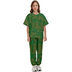 Vectors Leaves Background Plant Kids  T-shirt And Pants Sports Set by Askadina