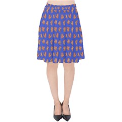 Cute Sketchy Monsters Motif Pattern Velvet High Waist Skirt by dflcprintsclothing