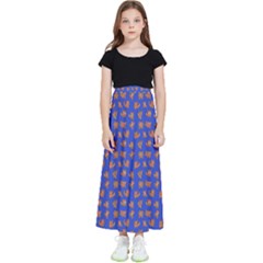 Cute Sketchy Monsters Motif Pattern Kids  Flared Maxi Skirt by dflcprintsclothing