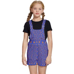 Cute Sketchy Monsters Motif Pattern Kids  Short Overalls