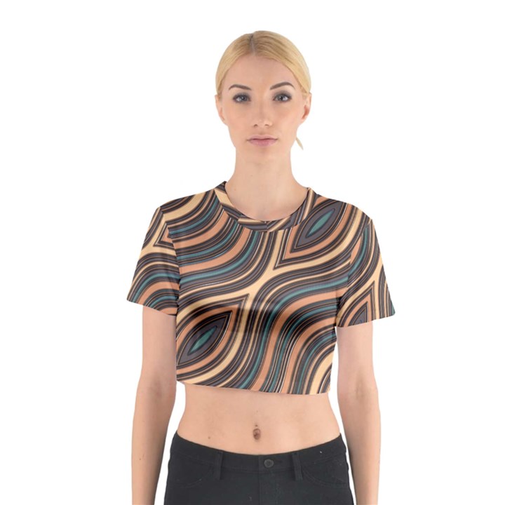 Illustration Background Metalizer Art Glass Cotton Crop Top