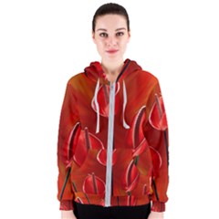 Flowers Red Women s Zipper Hoodie by Askadina