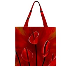 Flowers Red Zipper Grocery Tote Bag by Askadina