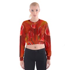 Flowers Red Cropped Sweatshirt