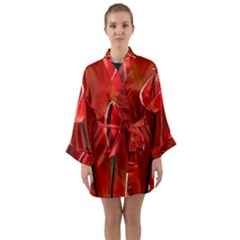 Flowers Red Long Sleeve Satin Kimono by Askadina