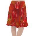 Flowers Red Fishtail Chiffon Skirt View1