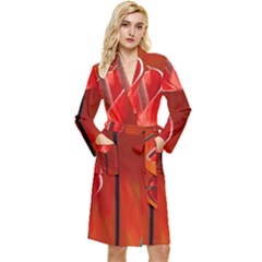 Flowers Red Long Sleeve Velvet Robe by Askadina