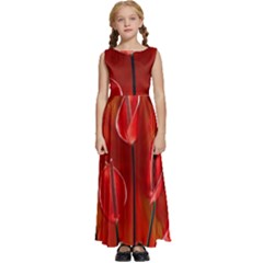 Flowers Red Kids  Satin Sleeveless Maxi Dress by Askadina