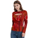 Flowers Red Women s Cut Out Long Sleeve T-Shirt View2