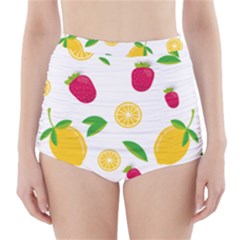 Strawberry Lemons Fruit High-waisted Bikini Bottoms by Askadina