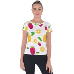 Strawberry Lemons Fruit Short Sleeve Sports Top  by Askadina