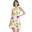 Strawberry Lemons Fruit Cocktail Party Halter Sleeveless Dress With Pockets View1