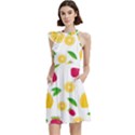 Strawberry Lemons Fruit Cocktail Party Halter Sleeveless Dress With Pockets View2