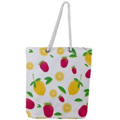 Strawberry Lemons Fruit Full Print Rope Handle Tote (large) by Askadina