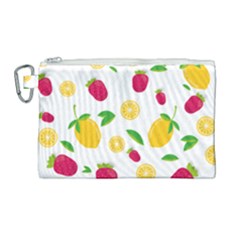 Strawberry Lemons Fruit Canvas Cosmetic Bag (large) by Askadina