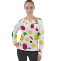 Strawberry Lemons Fruit Off Shoulder Long Sleeve Velour Top View1