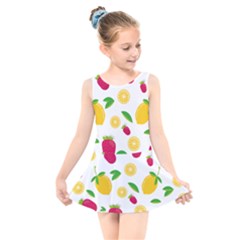 Strawberry Lemons Fruit Kids  Skater Dress Swimsuit by Askadina