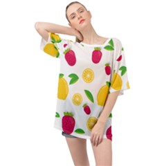 Strawberry Lemons Fruit Oversized Chiffon Top by Askadina