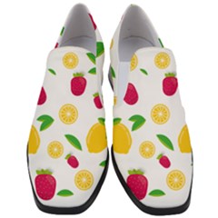 Strawberry Lemons Fruit Women Slip On Heel Loafers by Askadina