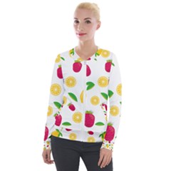 Strawberry Lemons Fruit Velvet Zip Up Jacket by Askadina