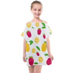 Strawberry Lemons Fruit Kids  One Piece Chiffon Dress by Askadina