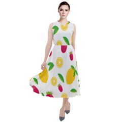 Strawberry Lemons Fruit Round Neck Boho Dress by Askadina