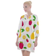 Strawberry Lemons Fruit Open Neck Shift Dress by Askadina