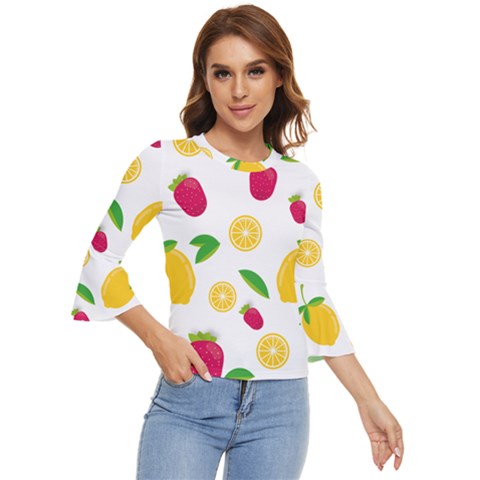 Strawberry Lemons Fruit Bell Sleeve Top by Askadina