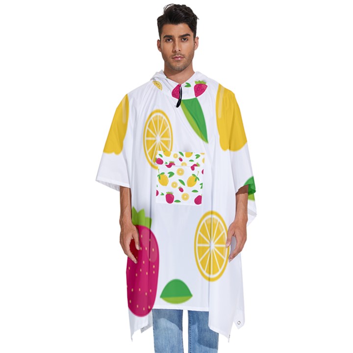 Strawberry Lemons Fruit Men s Hooded Rain Ponchos