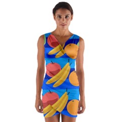 Fruit Texture Wave Fruits Wrap Front Bodycon Dress by Askadina