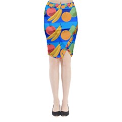 Fruit Texture Wave Fruits Midi Wrap Pencil Skirt by Askadina