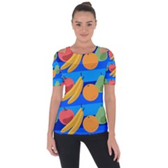 Fruit Texture Wave Fruits Shoulder Cut Out Short Sleeve Top