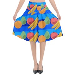 Fruit Texture Wave Fruits Flared Midi Skirt by Askadina