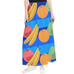 Fruit Texture Wave Fruits Maxi Chiffon Skirt by Askadina