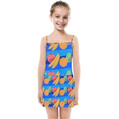 Fruit Texture Wave Fruits Kids  Summer Sun Dress by Askadina