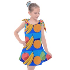 Fruit Texture Wave Fruits Kids  Tie Up Tunic Dress by Askadina