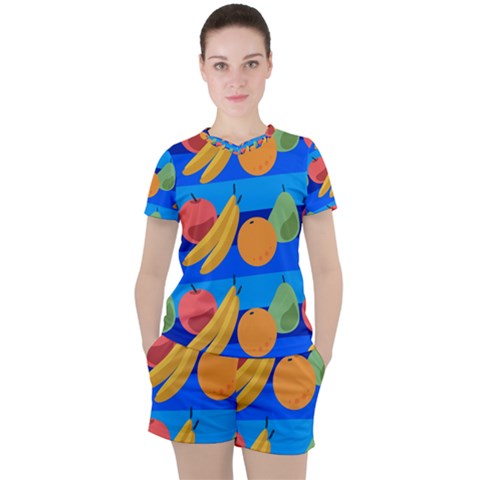 Fruit Texture Wave Fruits Women s T-shirt And Shorts Set by Askadina