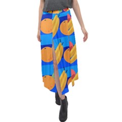 Fruit Texture Wave Fruits Velour Split Maxi Skirt by Askadina