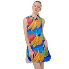 Fruit Texture Wave Fruits Sleeveless Shirt Dress by Askadina