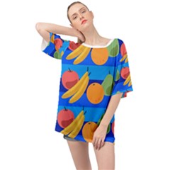 Fruit Texture Wave Fruits Oversized Chiffon Top by Askadina