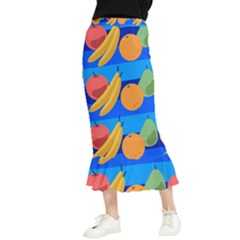 Fruit Texture Wave Fruits Maxi Fishtail Chiffon Skirt by Askadina