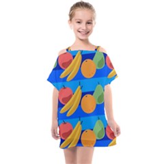 Fruit Texture Wave Fruits Kids  One Piece Chiffon Dress by Askadina