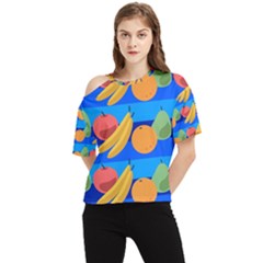 Fruit Texture Wave Fruits One Shoulder Cut Out T-shirt by Askadina