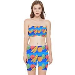 Fruit Texture Wave Fruits Stretch Shorts And Tube Top Set by Askadina