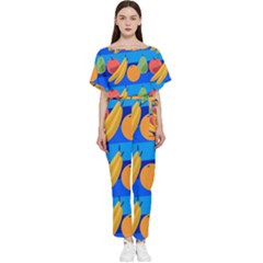 Fruit Texture Wave Fruits Batwing Lightweight Chiffon Jumpsuit by Askadina