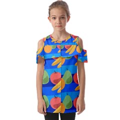 Fruit Texture Wave Fruits Fold Over Open Sleeve Top by Askadina