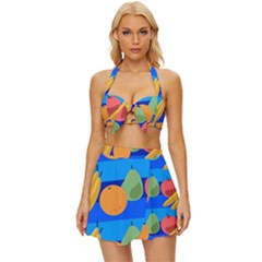 Fruit Texture Wave Fruits Vintage Style Bikini Top And Skirt Set  by Askadina