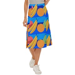 Fruit Texture Wave Fruits Midi Panel Skirt by Askadina