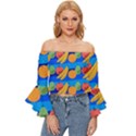 Fruit Texture Wave Fruits Off Shoulder Flutter Bell Sleeve Top View1