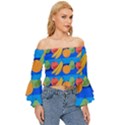 Fruit Texture Wave Fruits Off Shoulder Flutter Bell Sleeve Top View3